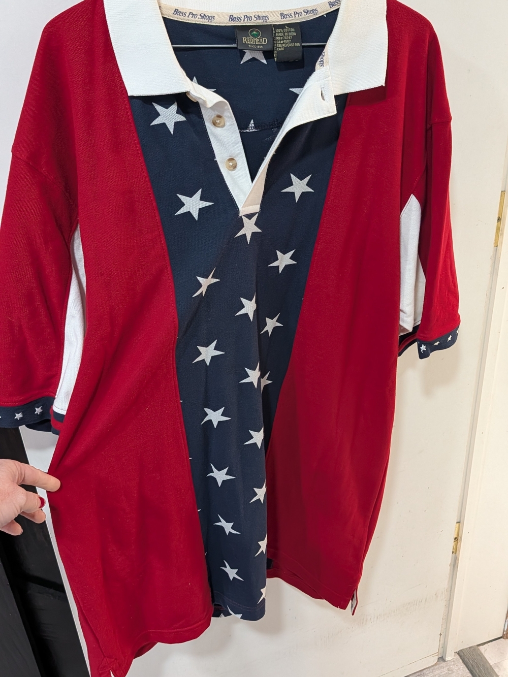 RedHead Men’s Red, Navy & White Star-Panel Polo